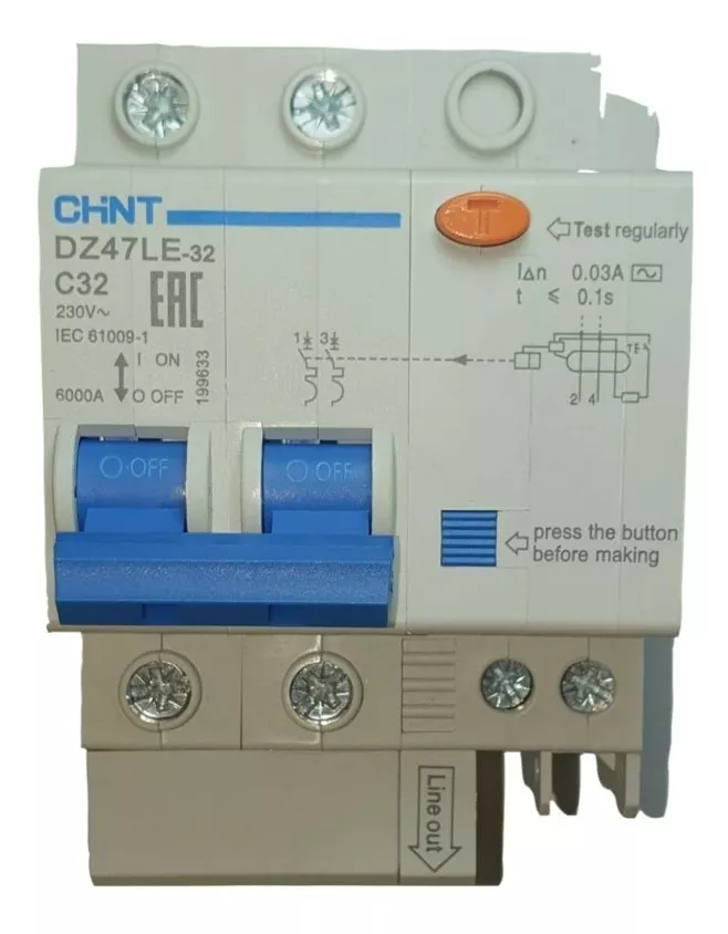 Breaker Diferencial Dz Chint 2 Polos 32a