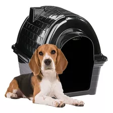 Casinha Iglu De Plástico Para Cães Furacão Pet Grande Nº 5 Cor Preto