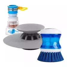 Set Filtro Agua Grifo + Tapón Desagüe + Cepillo Dispenser