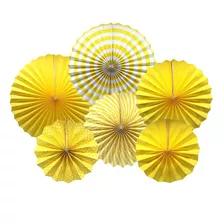 Painel Decorativo Com Fioratas De Papel 6 Rosetas Amarelo