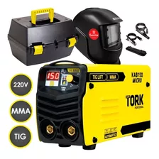 Inversora Solda 150a Mma Tig 220v Tork + Máscara + Maleta