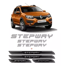 Kit Adesivos Sandero Stepway 2015 Prata + Soleira Da Porta