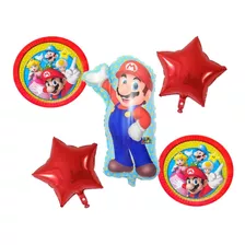 Set 5 Globos Metalizados Cumpleaños- Fiestas Mario Bros