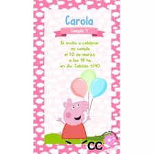 Invitación Tarjeta Digital Cumpleaños Peppa Pig Hada