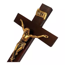 Imagem Crucifixo De Mesa Cruz Com Base Em Pé Madeira 24,5cm Cor Marrom-escuro