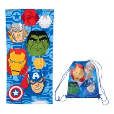 Toalla Playera Avengers + Morral Cordel Color Unico Avengers Simbolo