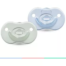 Chupeta Lillo Soft Calming 0-6meses Dupla Azul C/estojo 2un Liso Período De Idade 0-6 Meses