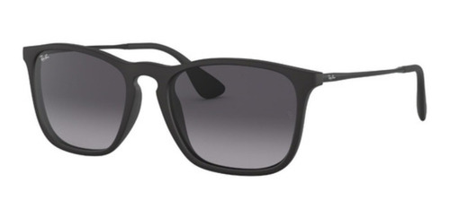 Anteojos De Sol Ray-ban Highstreet Chris Standard Con Marco De Nailon Color Matte Black, Lente Grey De Cristal Degradada, Varilla Matte Black De Acero/titanio - Rb4187