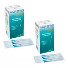 Kit 200 Agulhas Acupuntura 0,25 X 30 Mm Com Tubo Guia Aço