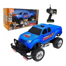 Carrinho De Controle Remoto Pick Up Monster Para Crianças Cor Azul