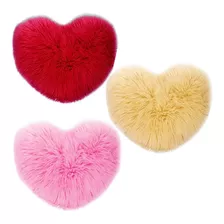 Set De 3 Cojines De Peluche Corazon Largo Extrasuave Colores