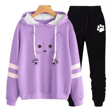 Conjunto Moletom De Listras E Calça De Frio Pet Gatinho F-15