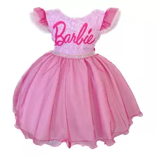 Vestido Infantil Barbie Festa Com Brilho