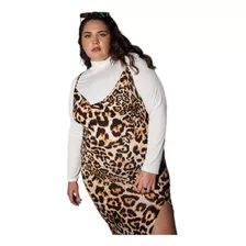 Vestido Talles Grandes Animal Print Mujer Largo Tajo Xl