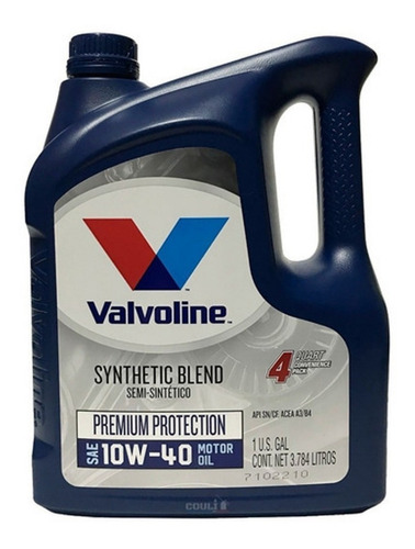 Aceite Para Motor Valvoline Semi-sintético Premium Protection 10w-40 X 3.79l