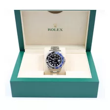 Relógio Rolex Gmt Batman Base Eta 2840 + Caixa Rolex Couro