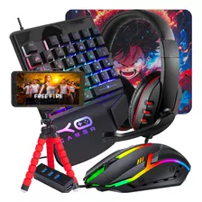 Kit Mobilador Teclado De Uma Mão +headset Gamer +mouse Led 7