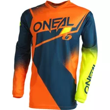 Polera Moto Bicicleta Oneal Element Racewear Azul/naranjo