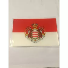Adesivo Resinado Da Bandeira De Mônaco Com Brasão 5x3 Cm