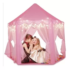 Barraca Infantil Tenda Rosa Castelo Princesa + Luz De Led