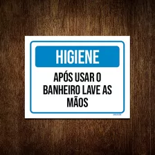 Placa Higiene Após Usar Banheiro Lave As Mãos 18x23