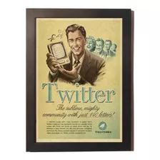 Quadro Poster Com Moldura Twitter Vintage Rede Social