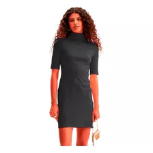 Vestido Curto Lança Perfume Gola Alta Ou24 Preto Feminino