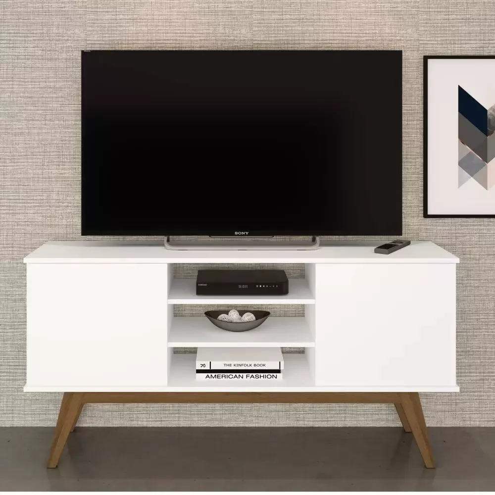 muebles bonitos Mueble TV Modelo Cozumel en Blanco y Negro con Led 