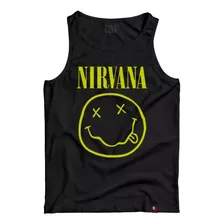 Camiseta Regata Nirvana Logo Banda Rock Clássicos Anos 80