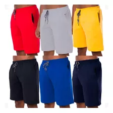 Kit 6 Bermudas Shorts Moletom Masculina Com Bolso Academia