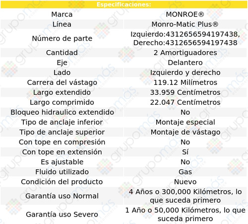 2 Amortiguadores Monro-matic Plus Del Montero V6 3.0l 90-91 Foto 3