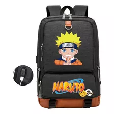 Mochila Juvenil Naruto Print Usb Mochila De Viagem De Lazer