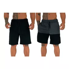 Kit 2 Bermudas Moletom Listrados Masculina Treino Lazer Cor