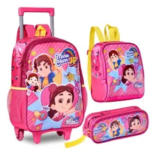 Kit Mochila Rodinha Maria Clara Jp Lancheira Estojo Rosa