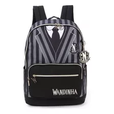 Mochila De Costa Escolar Infantil Wandinha Addams Luxcel Cor Preto