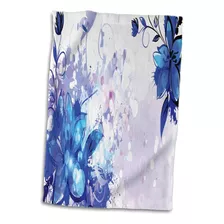 Toalla De Mano Con Flores Rosas Azules En 3d Sobre Un Fondo 