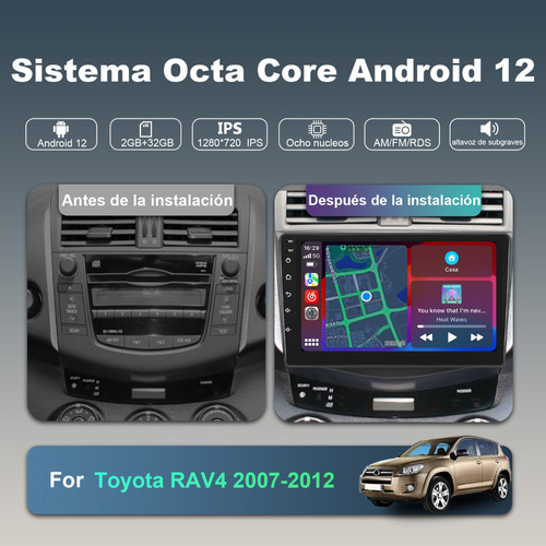 Estreo Para Toyota Rav4 2007-2012 Carplay 2+32g 8 Core Foto 3