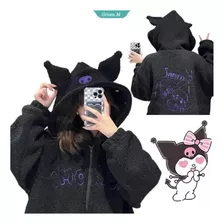 Suéter Kuromi Con Capucha Kawaii Sanrios Plush Jk Black Cart