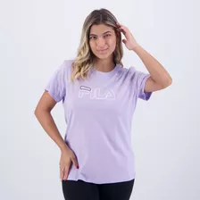 Camiseta Fila Basic Outline Feminina Lilás E Preto