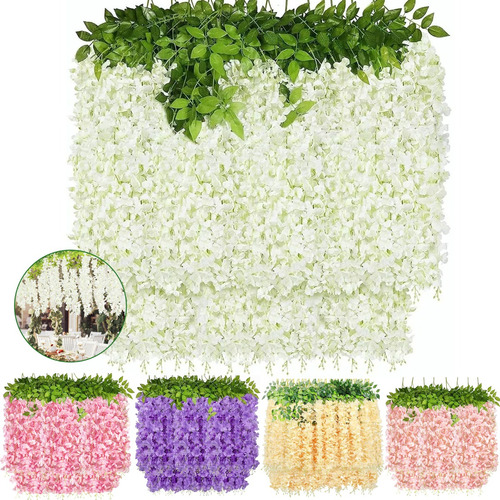 12 Pcs Flor Artificial Wisteria Artificial Decoración Hogar