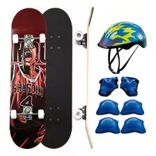 Skate Juvenil Completo Kit Proteção Radical Estampado