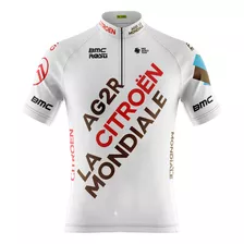 Camisa Ciclismo Masculina Pro Tour Ag2r Branca Com Bolsos