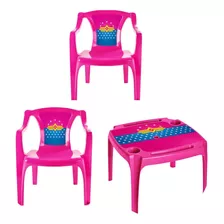 Set Juego Infantil Rosa 1 Mesa+2 Sillas Plástico Homeshop