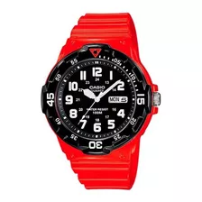 Reloj Casio Mrw-200hc-4bvdf Hombre 100% Original Color De La Correa Rojo Color Del Fondo Negro