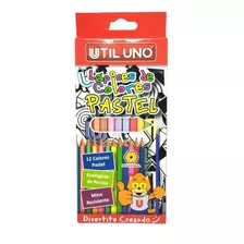 Lapices De Colores Pastel Mina Resistente Util Uno X 12