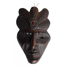 Mascara Decorativa De Madera Peruana - Inca Con Plumas