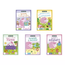 Kit Alfabetização Apoio Escolar Com O Total De 05 Livros: Aprenda Caligrafia, Aprenda A Letra Cursiva, Aprenda A Letra De Forma, Aprenda O Alfabeto, Aprenda A Escrever