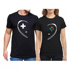 Kit C/2 Camisetas Casal Coração Video Game Controle Gamer