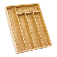 Porta Talheres Bambu Organizador 5 Divisórias Gaveta 36x28cm