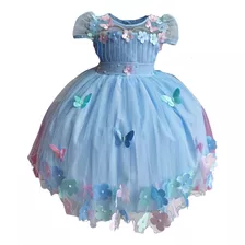 Vestido Infantil Jardim Encantado Super Luxo Azul - 1.2.3.4